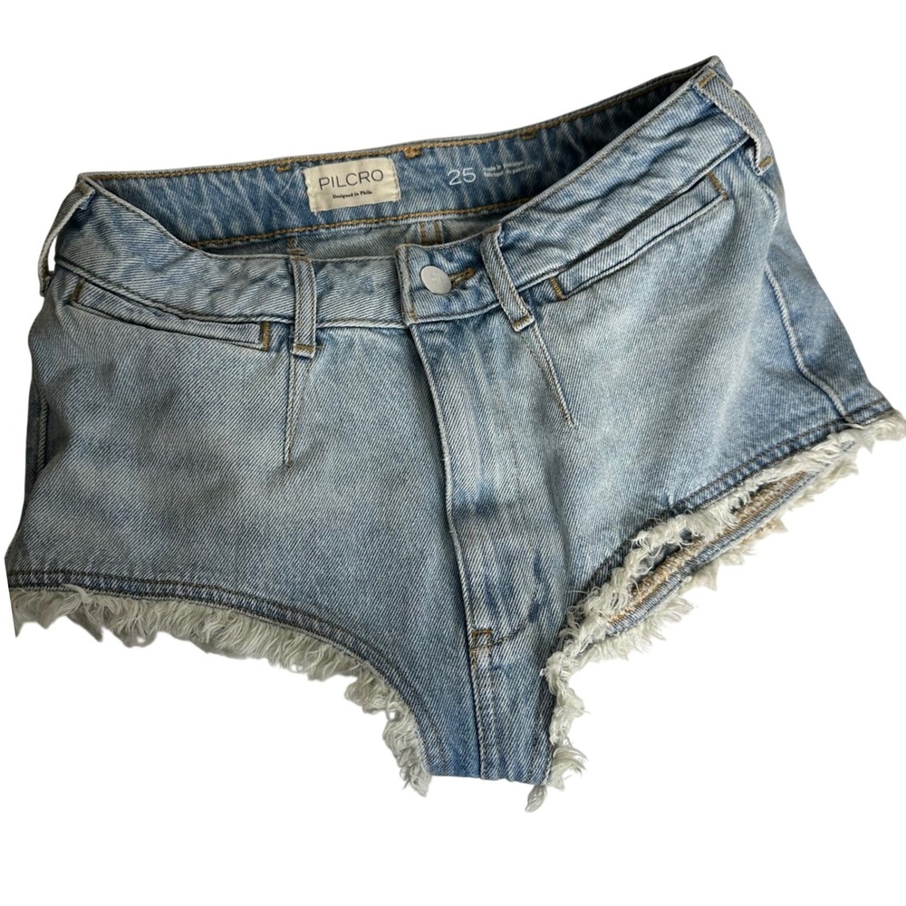 Pilcro Denim Shorts Women 25 Light Blue High Rise Frayed Raw Hem Cutoffs‎